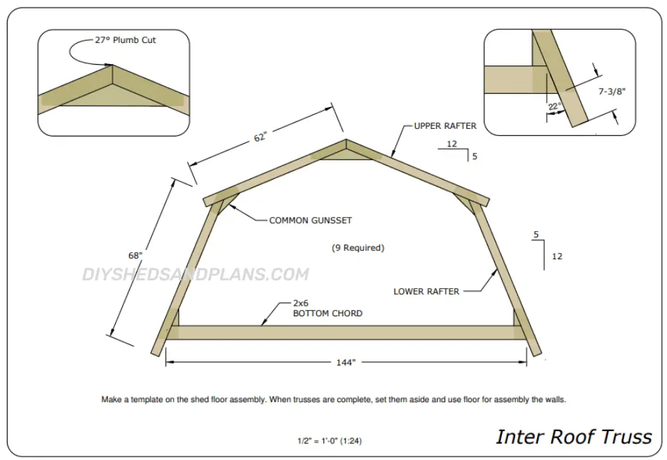Shed Plans 12x20 | Material List | Gambrel Roof | Free | DIY