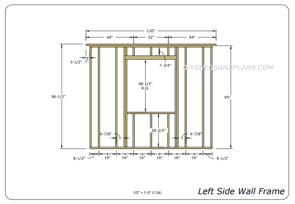 10x20 Shed Plans wall